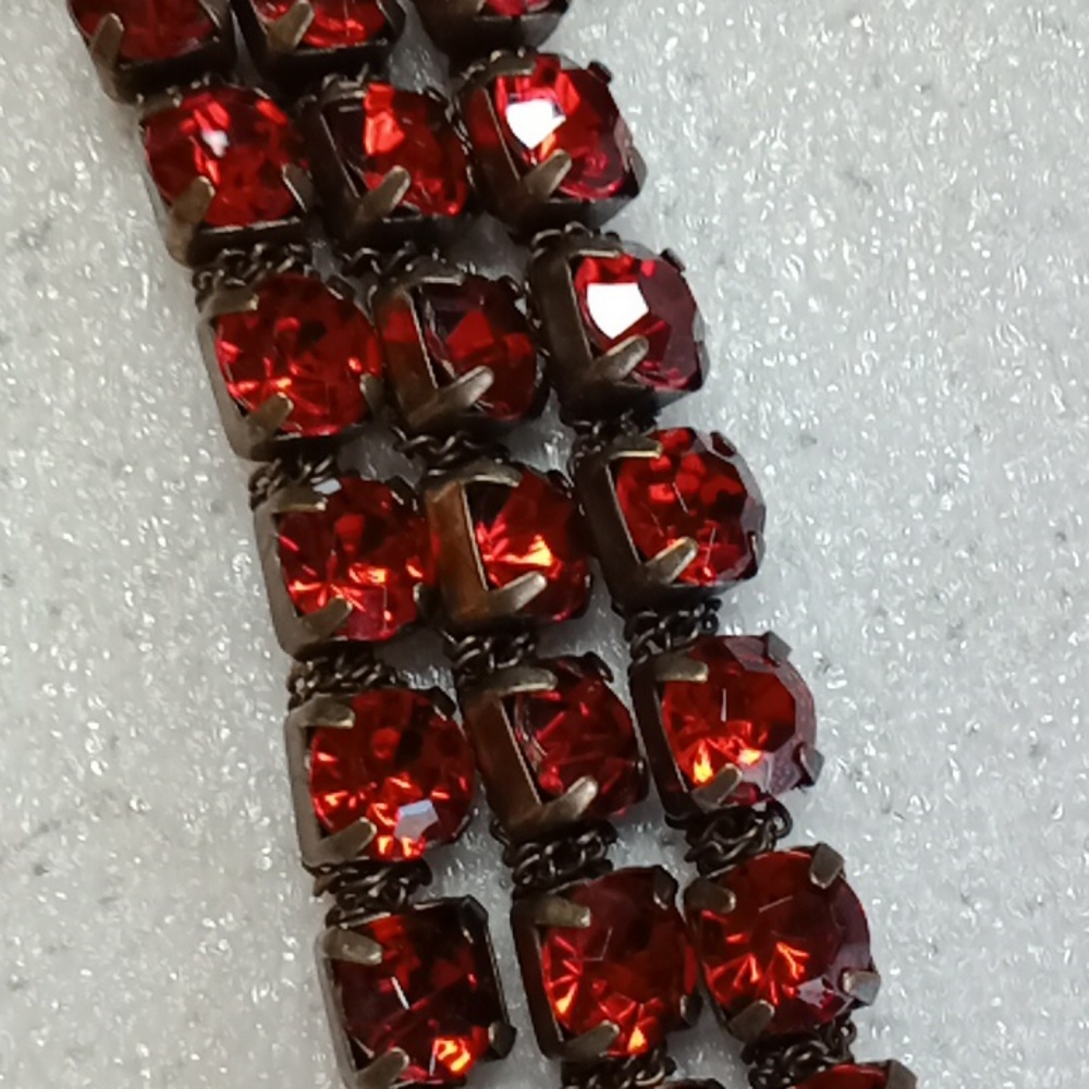 Vintage Ruby Red Rhinestone Bracelet #936 - image 3
